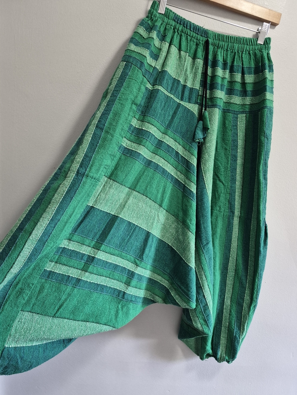 Peach Pebble Green Patchwork Harem Pants Boho Hippie Yoga Large - Picture 3 of 8